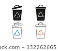 Trash cans with recycle symbols and glyph solid icons. 132262665