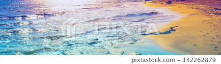Seascape on a sunny day. Nature background. Horizontal banner Seascape on a sunny day. Nature background. Horizontal banner 132262879