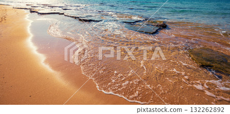 Seascape on a sunny day. Nature background. Horizontal banner 132262892