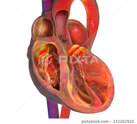 Left ventricular dilation, 3D illustration 132262928