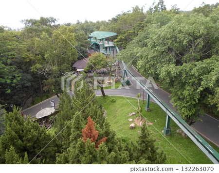 Aerial View of a Zoo with a Green Structure and Pathways Amidst Dense Greenery Aerial View of a Zoo with a Green Structure and Pathways Amidst Dense Greenery 132263070