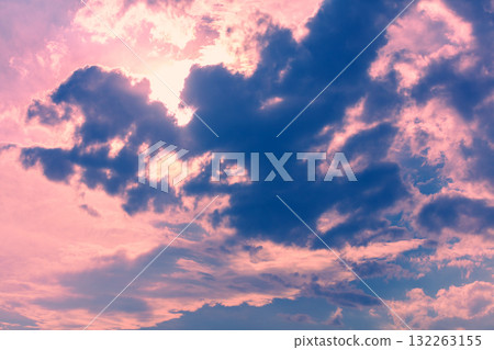Colorful cloudy sky at sunset. Gradient color. Sky texture. Abstract nature background Colorful cloudy sky at sunset. Gradient color. Sky texture. Abstract nature background 132263155