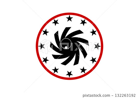 James rifled gun barrel grooves. Horizontal background with red border and stars. James rifled gun barrel grooves. Horizontal background with red border and stars. 132263192