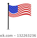 Illustration of the waving American flag in the Pole. 132263236