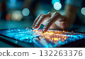 Finger touching glowing digital screen, representing online technology 132263376