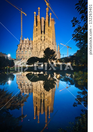Sagrada Familia and Blue Hour 132263401