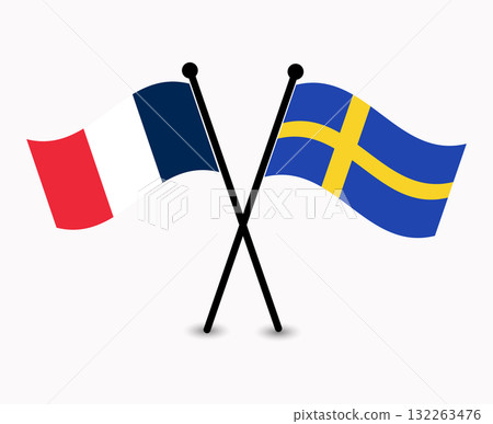 Crossed France and Sweden Flags, symbolizing international relations. Crossed France and Sweden Flags, symbolizing international relations. 132263476