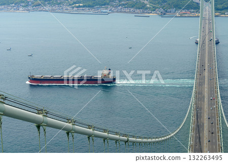 Akashi Kaikyo Bridge Tower Top Experience Bridge World Main Tower Height 289m Towards Awaji Island May 6, 2015 132263495