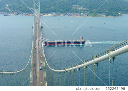 Akashi Kaikyo Bridge Tower Top Experience Bridge World Main Tower Height 289m Towards Awaji Island May 6, 2015 132263496