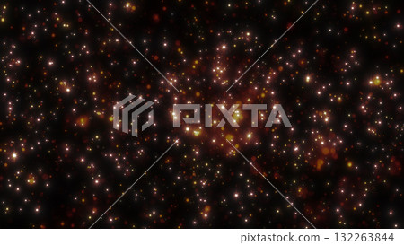 Abstract glowing golden particles scattered across a dark background, symbolizing light, luxury, and cosmic energy 132263844