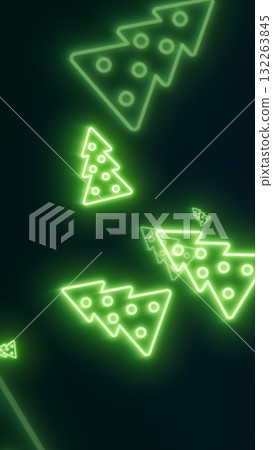 Bright glowing neon green Christmas trees forming a festive abstract holiday background 132263845