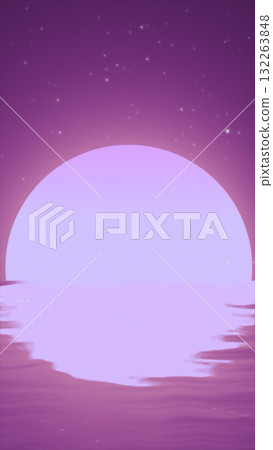 Minimalist pink sunset over reflective water with stars scattered across the night sky Minimalist pink sunset over reflective water with stars scattered across the night sky 132263848
