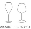 Outline Wide and Elegant Empty Wine Glass Wine Day Greetings Sticker Icon Minimal Design Element Set 132263934