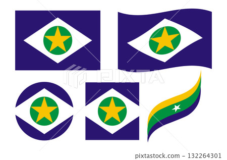 Collection of Mato Grosso Flag Designs. State Flag of Brazil. 132264301