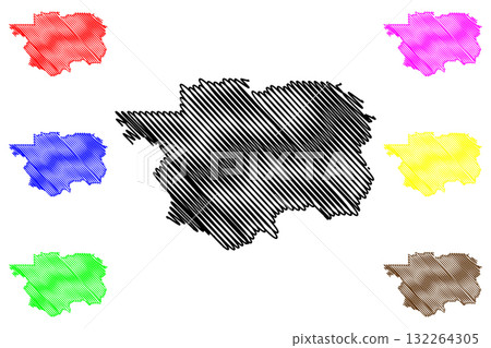 Cariboo Regional District (Canada, British Columbia or BC Province, North America) map vector illustration, scribble sketch Cariboo map 132264305