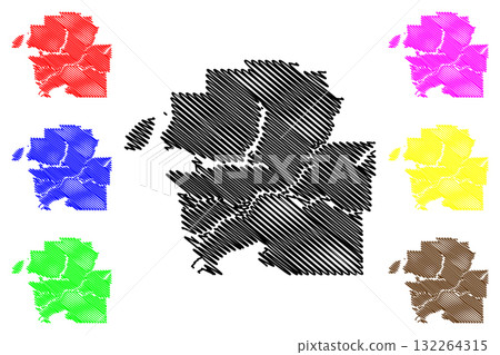 Metro Vancouver Regional District (Canada, British Columbia or BC Province, North America) map vector illustration, scribble sketch MVRD map Metro Vancouver Regional District (Canada, British Columbia or BC Province, North America) map vector illustration, scribble sketch MVRD map 132264315