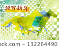 馬年新年賀卡 - 奔騰駿馬剪影 - 問候 132264490