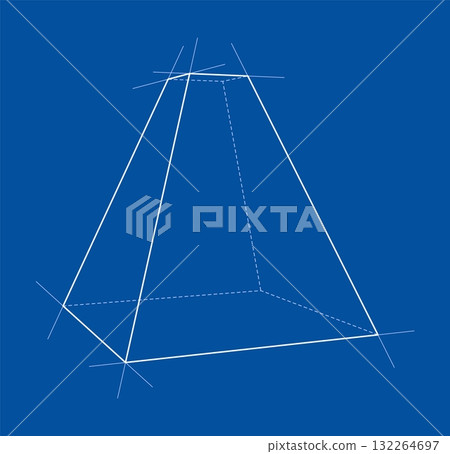 Geometric Wireframe on Blue Background 132264697