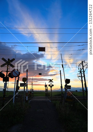 Morning burn and level crossing Morning burn and level crossing 132264722