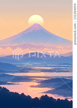 日出時的富士山 132264854