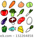 各種食物的可愛圖標 132264858