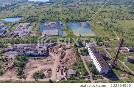 building and infrastructure of an old abandoned thermal power pl building and infrastructure of an old abandoned thermal power pl 132264939