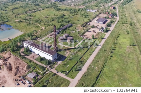 building and infrastructure of an old abandoned thermal power pl building and infrastructure of an old abandoned thermal power pl 132264941