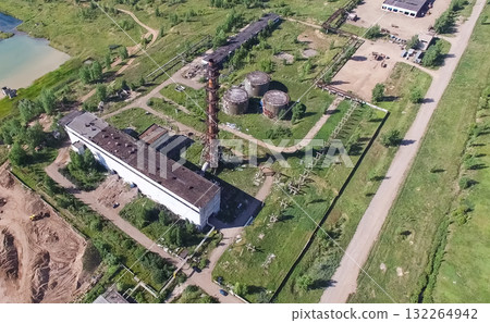 building and infrastructure of an old abandoned thermal power pl building and infrastructure of an old abandoned thermal power pl 132264942