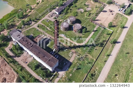 building and infrastructure of an old abandoned thermal power pl building and infrastructure of an old abandoned thermal power pl 132264943