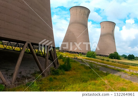 Old cooling towers of closed nuclear power plant. 132264961