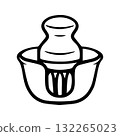 A brush for oiling dishes. Culinary doodle illustration. Food preparation. 132265023