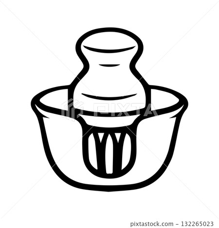 A brush for oiling dishes. Culinary doodle illustration. Food preparation. 132265023