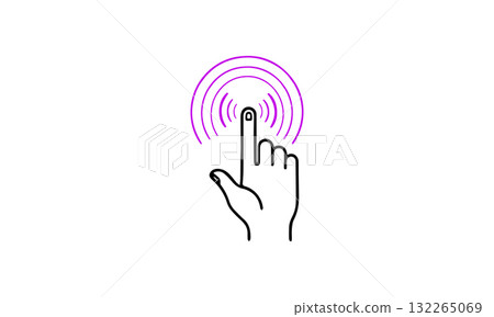 Finger touching screen with ripple effect isolated on white background Finger touching screen with ripple effect isolated on white background 132265069