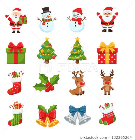 可愛的聖誕節插畫素材 132265264