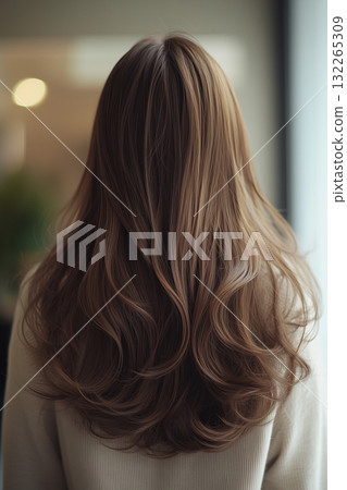 Long hair, back, gradient color, layered, woman 132265309