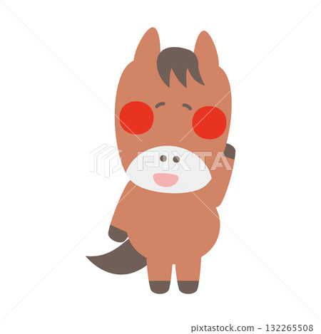 尷尬的可愛馬人物插圖素材 132265508