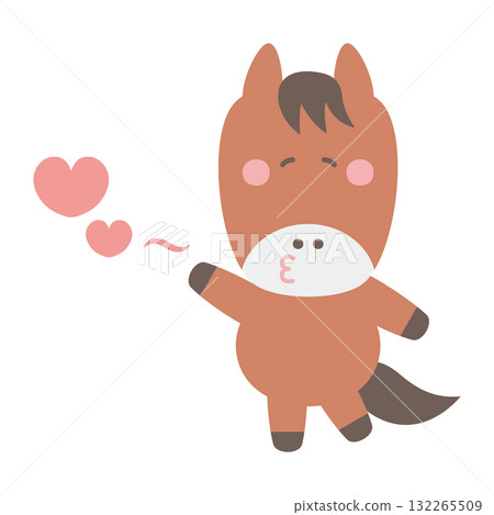 可愛的馬人物插圖飛吻 132265509