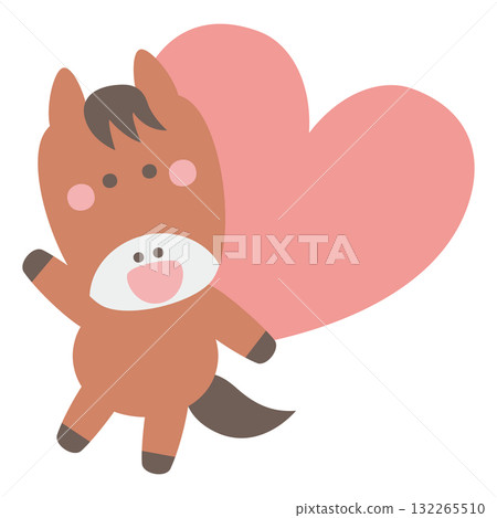 Cute horse character illustration carrying a heart 132265510
