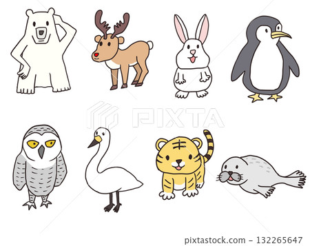 可愛的冬季動物插圖 可愛的冬季動物插圖 132265647