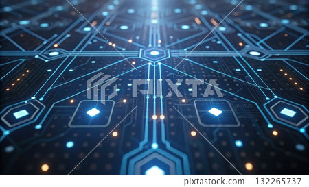 A circuit board illuminated with a blue light representing global banking network and digital finance A circuit board illuminated with a blue light representing global banking network and digital finance 132265737