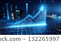 Luminous 3d holographic financial chart displaying a steep upward trend on a dark background 132265997