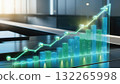 Luminous 3d holographic financial chart featuring a steep upward trend in a business environment 132265998