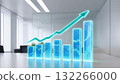 Luminous 3d holographic business graph showing a steep upward trend in a modern financial context 132266000