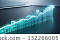 Luminous 3d holographic bar chart emitting light with a rising trend in a futuristic business setting 132266005