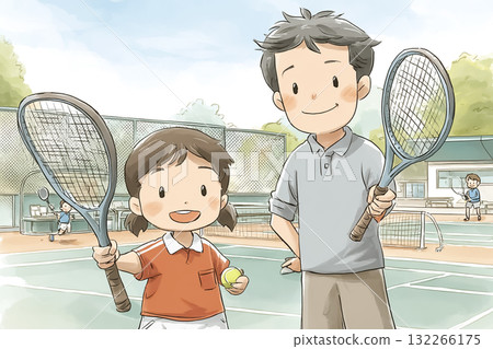 Parent-child tennis lessons 132266175