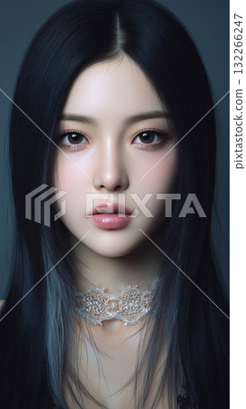 Beautiful dark-haired Asian girl 132266247