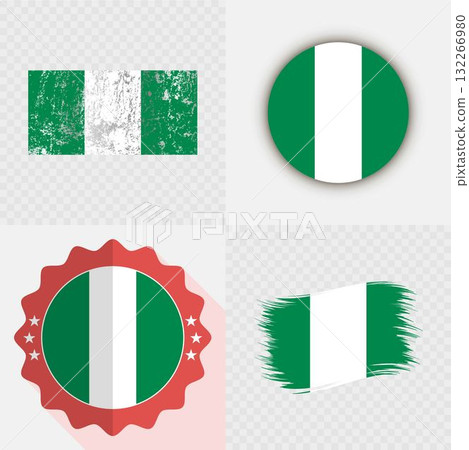 Nigeria National Flag Icon Collection. Nigeria National Flag Icon Collection. 132266980