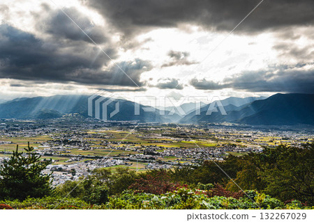 Matsumoto Basin in autumn viewed from a high vantage point 132267029