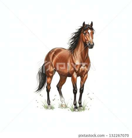 白色背景 - 一匹美麗的馬和它靜止的鬃毛的動態插圖 - 新年賀卡材料 - 馬的圖片 - 馬年 白色背景 - 一匹美麗的馬和它靜止的鬃毛的動態插圖 - 新年賀卡材料 - 馬的圖片 - 馬年 132267070