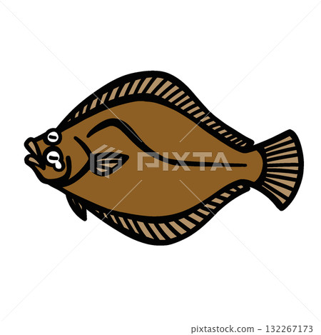 悲傷比目魚的簡單插圖 悲傷比目魚的簡單插圖 132267173